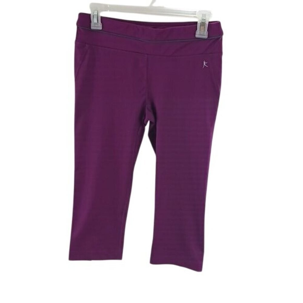 Danskin Womens Capri Leggings Athletic Yoga Stretch Pull On Size S Purple